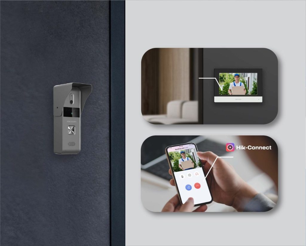 Interphone vidéo Hikvision : platine de rue, moniteur intérieur et application Hik-Connect